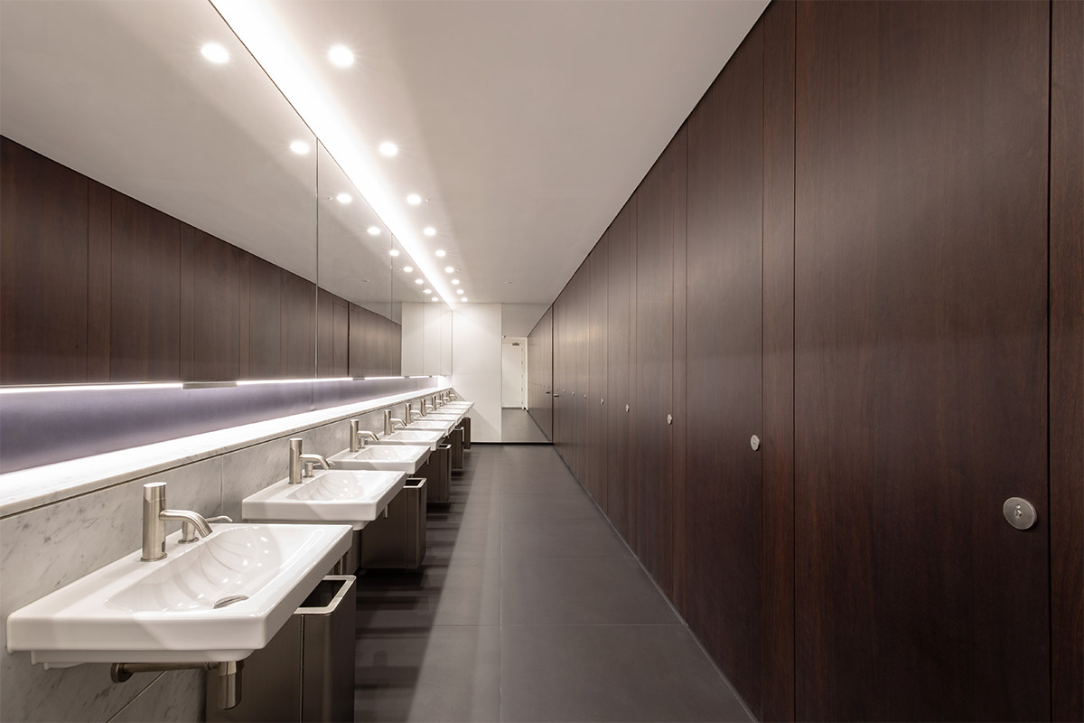 Shadbolt manufactured and supplied American Black Walnut veneered cubicles with a stain finish to 52 Lime Street, The Scalpel building.